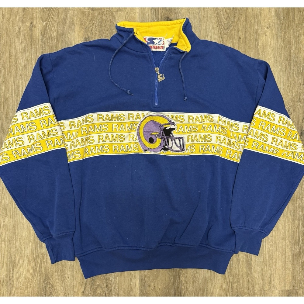 Vintage 90s Starter Los Angeles Rams Quarter Zip‎ Pullover Men's XL